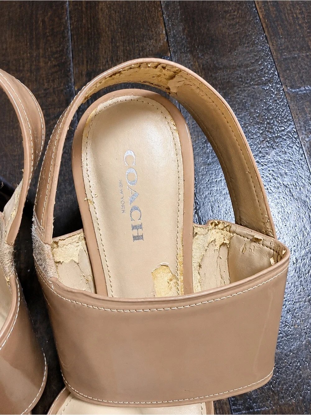 Coach Nude Patent Leather Slingback Heeled Sandals Size 7.5B